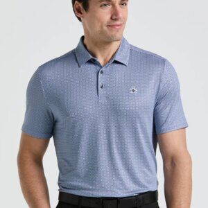 Penguin Heritage Herringbone Print Golf Polo × 1 Black Iris / L NWT